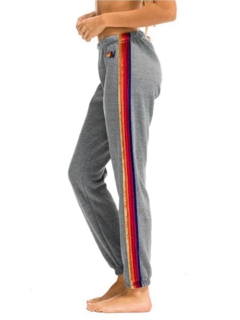 Aviator Nation Gray Joggers with Velvet 5-Stripes - Women’s Small